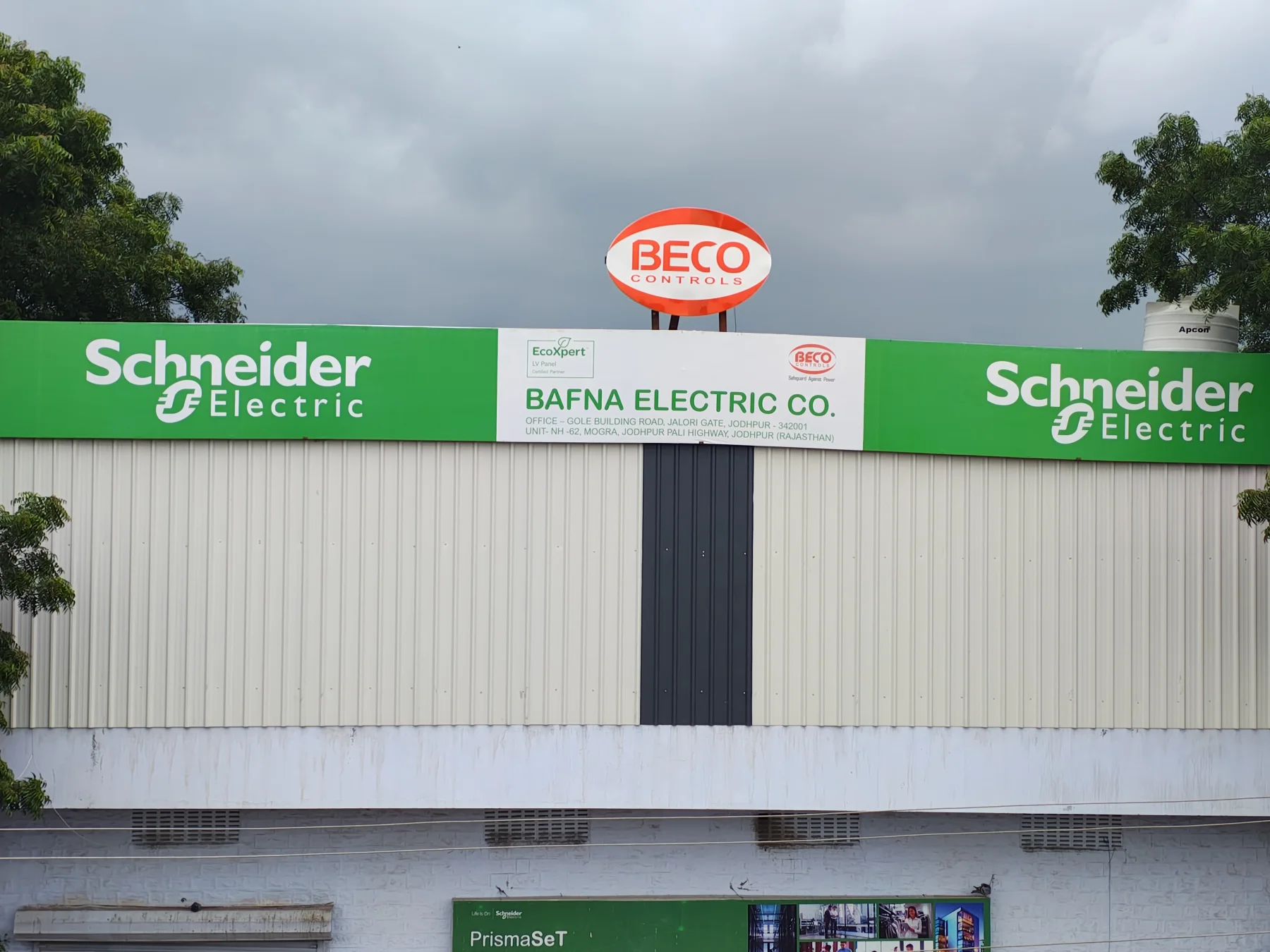 Bafna Electric Company and Schneider Electric facility signage