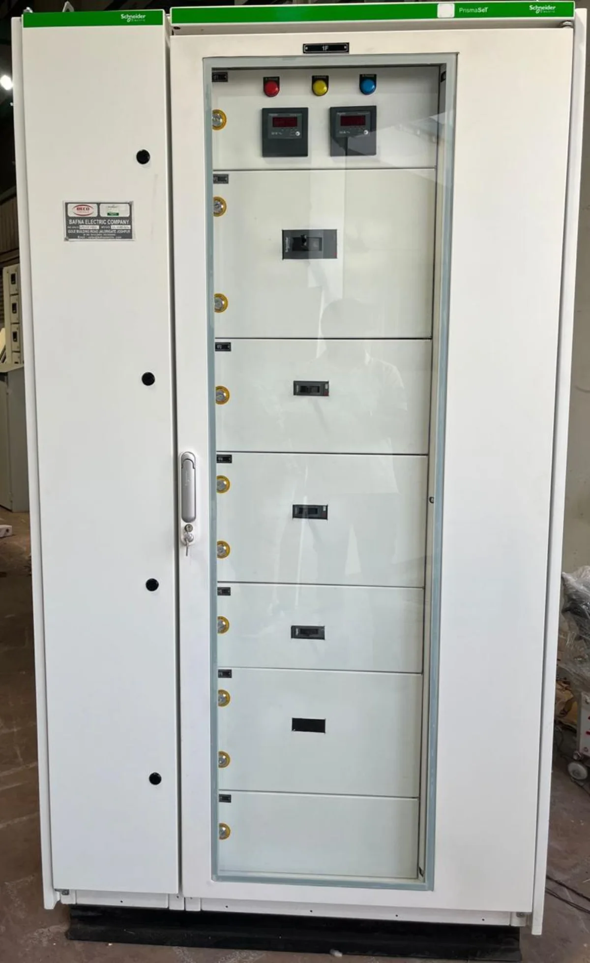 Vertical electrical panel enclosure with internal switching equipment